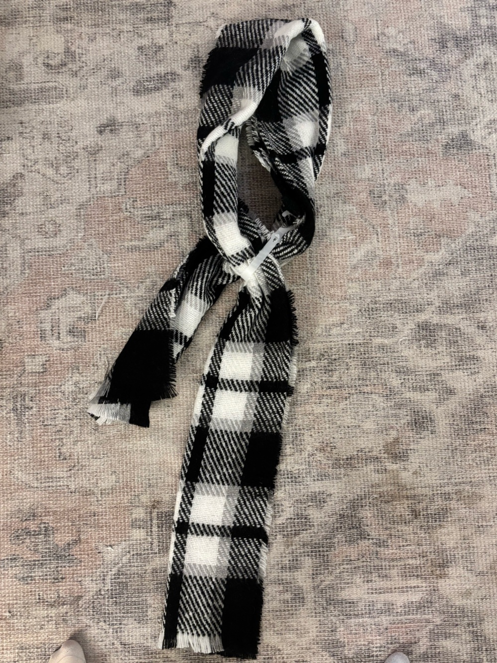 Black and White Plaid Tie Scarf